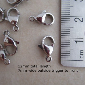 12mm surgical stainless steel lobster claw clasps image 2