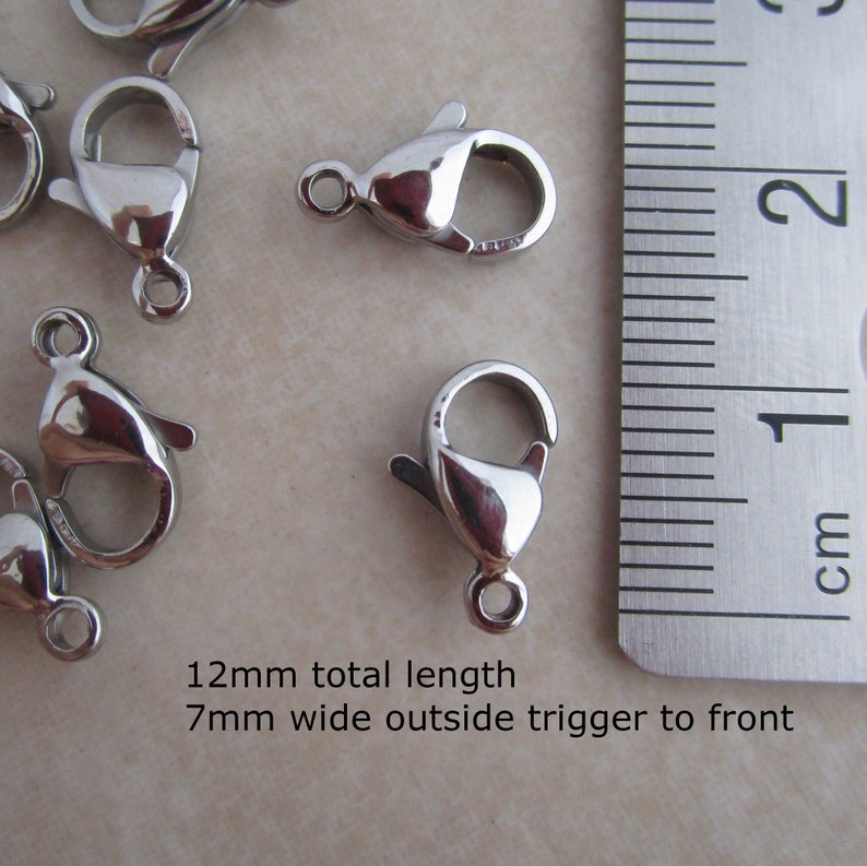 12mm surgical stainless steel lobster claw clasps image 2