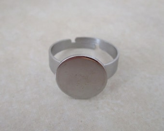 8 stainless steel hypoallergenic ring blanks adjustable 12mm pad size 6.5 US