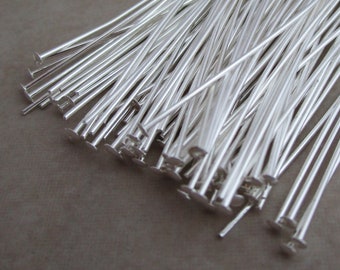 100 silver plated headpins 2 inch 21 gauge