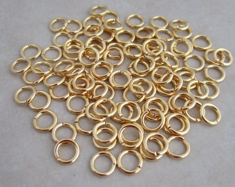 100 open 6mm gold plated brass jump rings 18 gauge