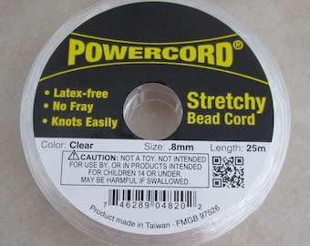 0.8mm elastic cord clear Powercord stretch 82 foot spool