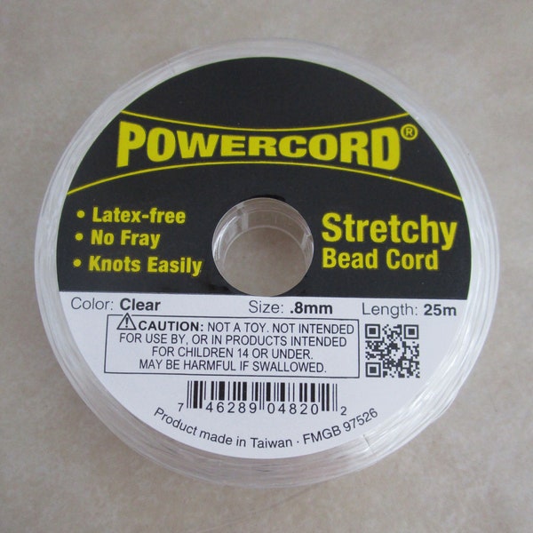 0.8mm elastic cord clear Powercord stretch 82 foot spool