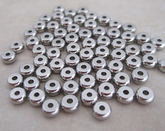 stainless steel 4mm x 2mm rondelle beads with 1.2mm hole
