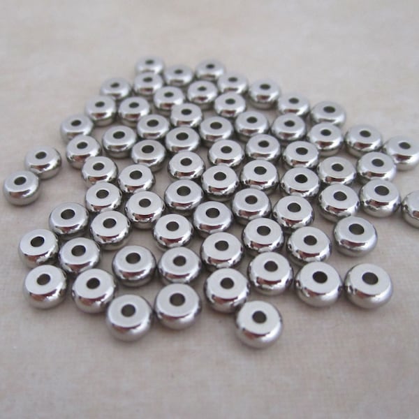 stainless steel 4mm x 2mm rondelle beads with 1.2mm hole