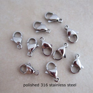 12mm surgical stainless steel lobster claw clasps image 4