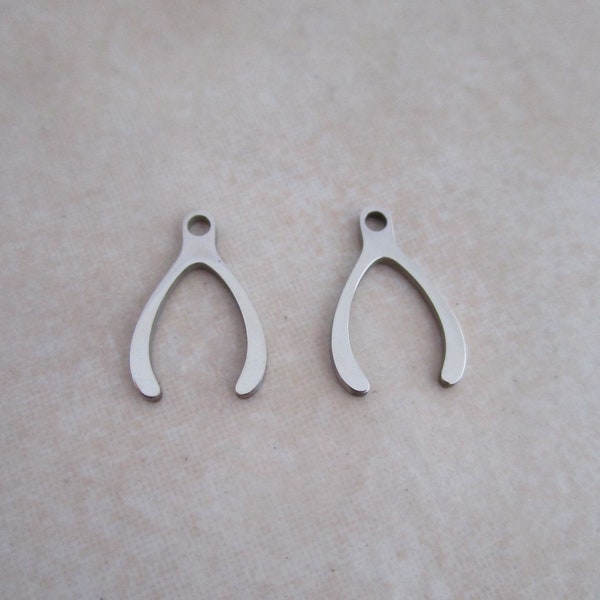 6 stainless steel wishbone charms