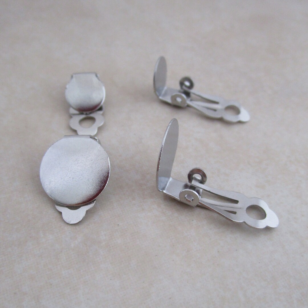 Stainless Steel Earclip Clip on Earring Blanks 8mm or 12mm Pad