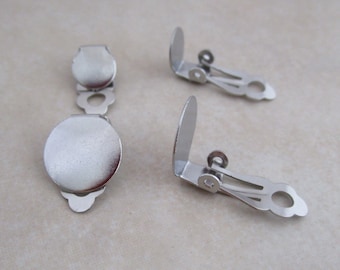 stainless steel earclip clip on earring blanks 8mm or 12mm pad hypoallergenic