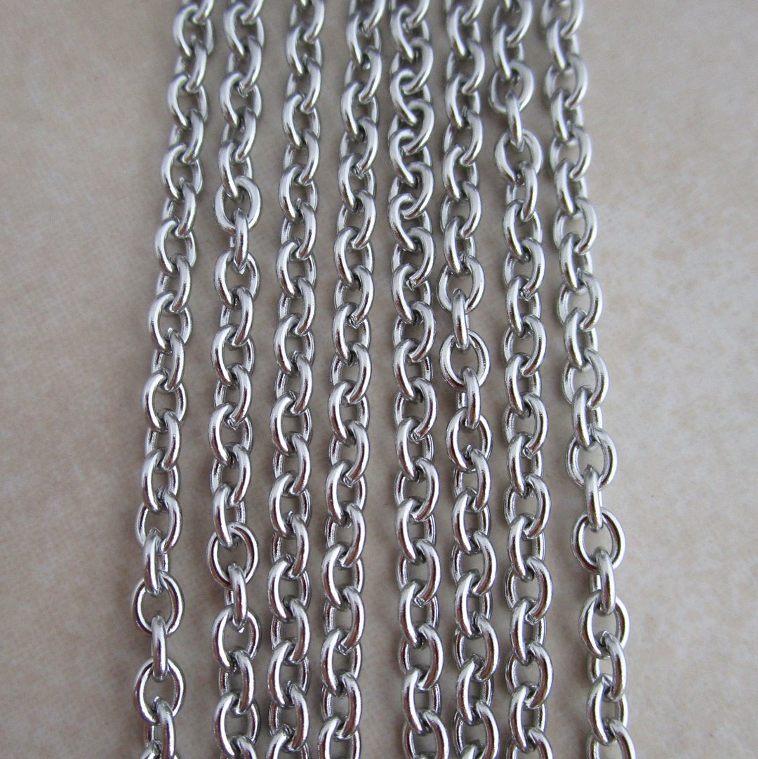 3mm Wide Cable Chain Stainless Steel Hypoallergenic Anti Tarnish