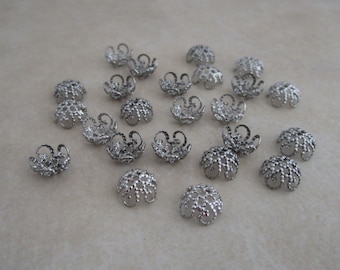 50 stainless steel fancy filigree bead caps 8mm