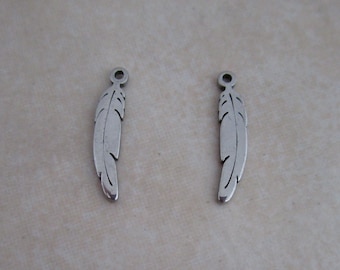 stainless steel 17mm feather charms