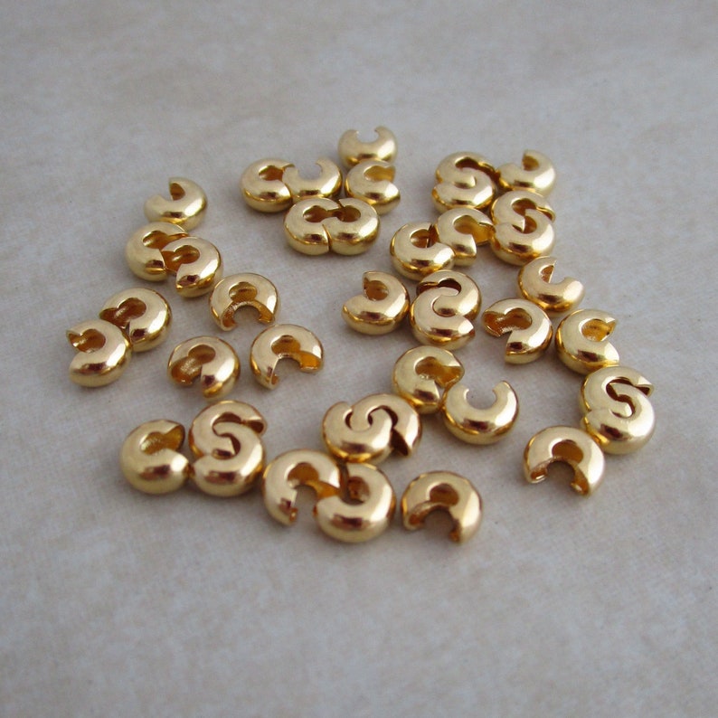 Gold plated crimp bead covers 4mm Etsy