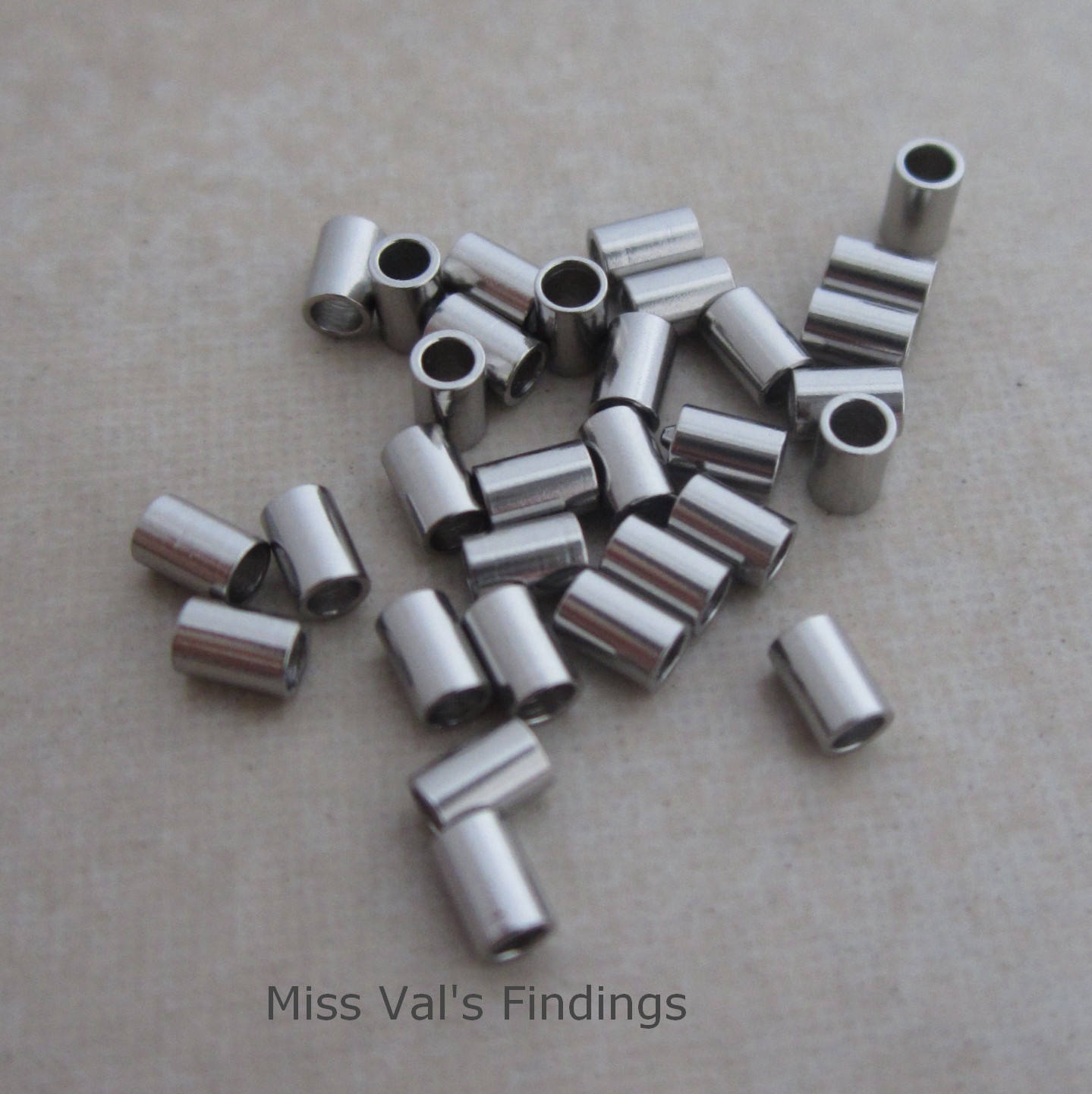 50 stainless steel crimp bead tubes 3mm x 2mm Etsy