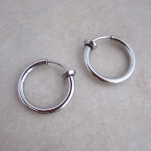 16mm stainless steel clip on hoops non pierced ears hypoallergenic 304 (0.63 inch)