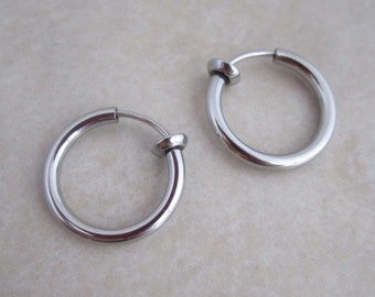 16mm stainless steel clip on hoops non pierced ears hypoallergenic 304 (0.63 inch)