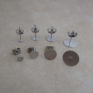 100 Pieces Stainless Steel Earrings Posts Flat Pad,100 Pieces