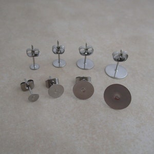 12 pairs earring studs pad hypoallergenic stainless steel 4mm 6mm 8mm or 10mm