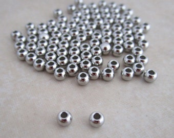 stainless steel beads small 3mm x 2mm hypoallergenic