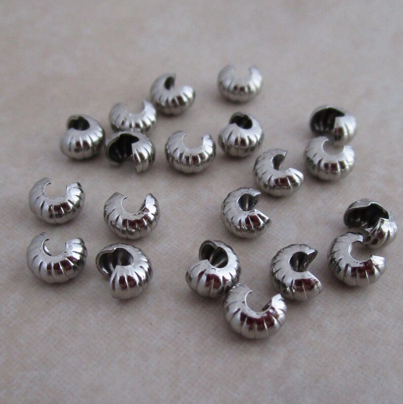Stainless steel crimp bead knot covers 4mm corrugated Etsy