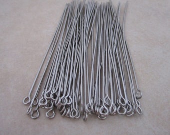 stainless steel eyepins 2.5 inch 22 gauge hypoallergenic 2mm ID loop