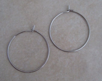 earring hoops surgical stainless steel or 25mm wine glass charm