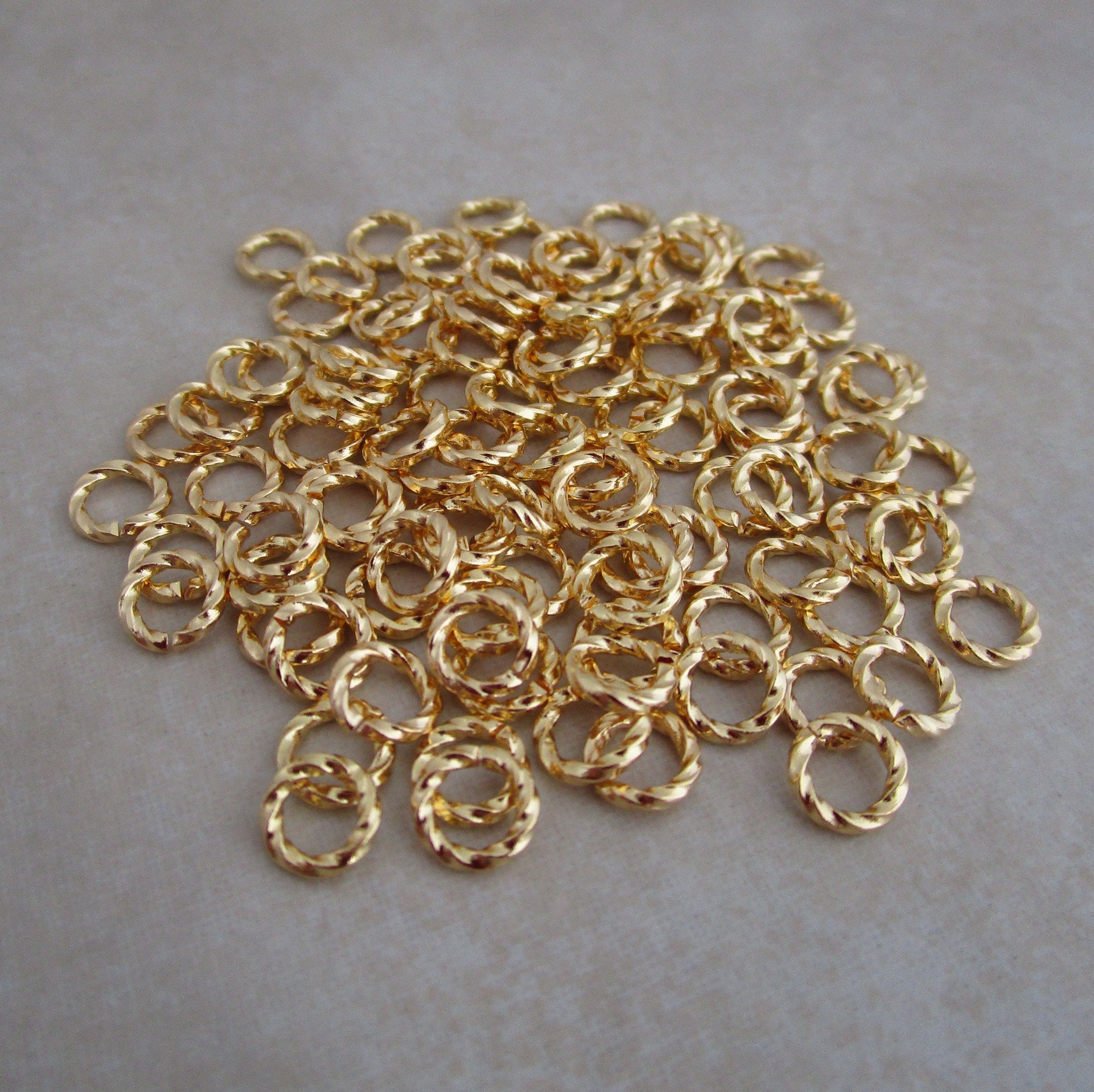 100 Gunmetal Plated Brass 6mm Fancy Twisted 16 Gauge Jump Rings with 3.6mm ID