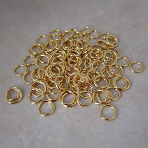 50 gold plated 6mm jump rings brass open 21 gauge image 6
