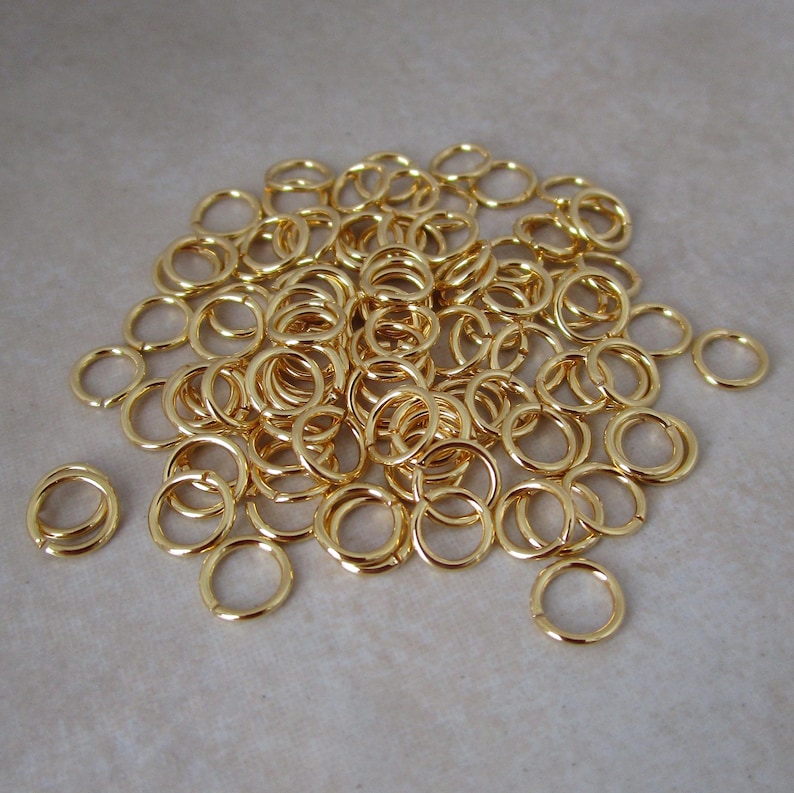 50 gold plated 6mm jump rings brass open 21 gauge image 6