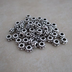 5mm rondelle beads antique silver alloy tibetan style