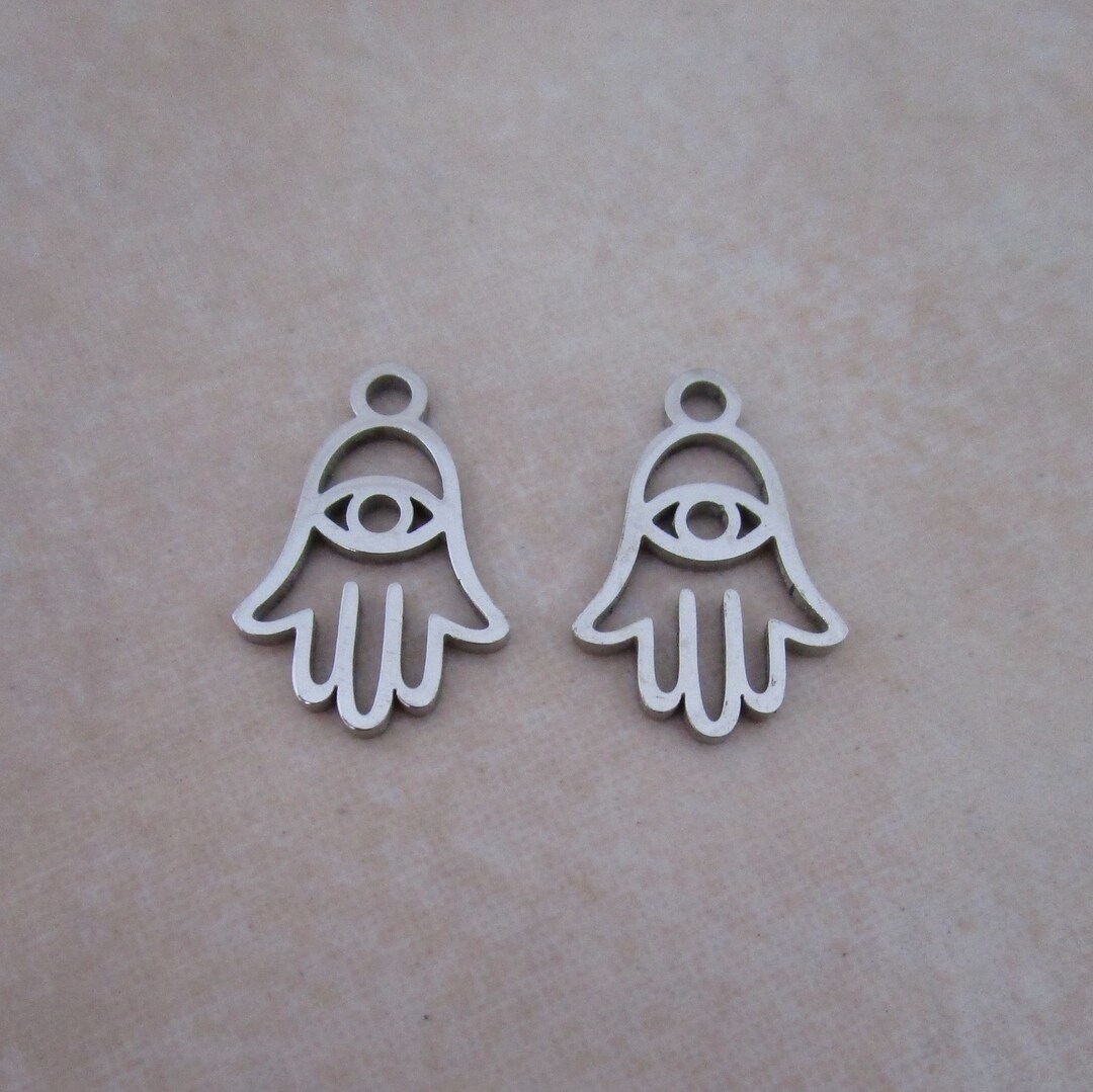 Stainless Steel Hamsa Hand Evil Eye Protection Charms - Etsy
