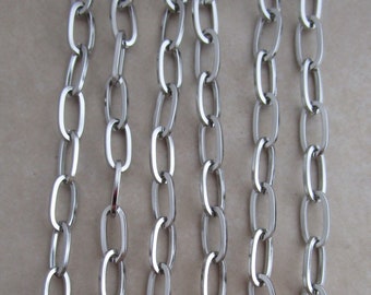 5mm wide paperclip chain flat link stainless steel anti tarnish hypoallergenic