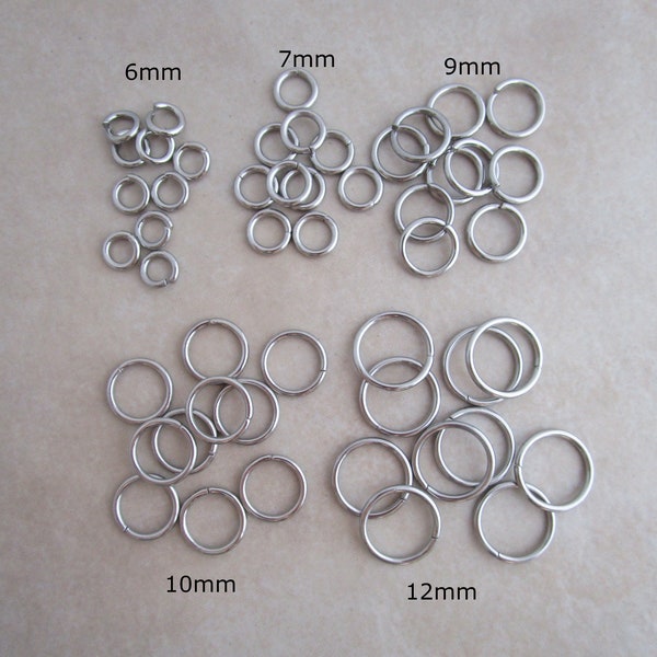 100 heavyweight 16g jump rings stainless steel open 6mm 7mm 9mm 10mm 12mm