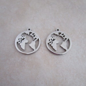 stainless steel 16mm world globe charms