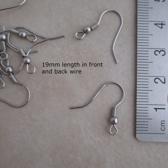 Surgical Stainless Steel Earring Hooks 21 Gauge Ball Coil 316 