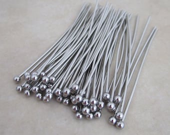 stainless steel headpins 1.5 inch 21 gauge 2mm ball hypoallergenic