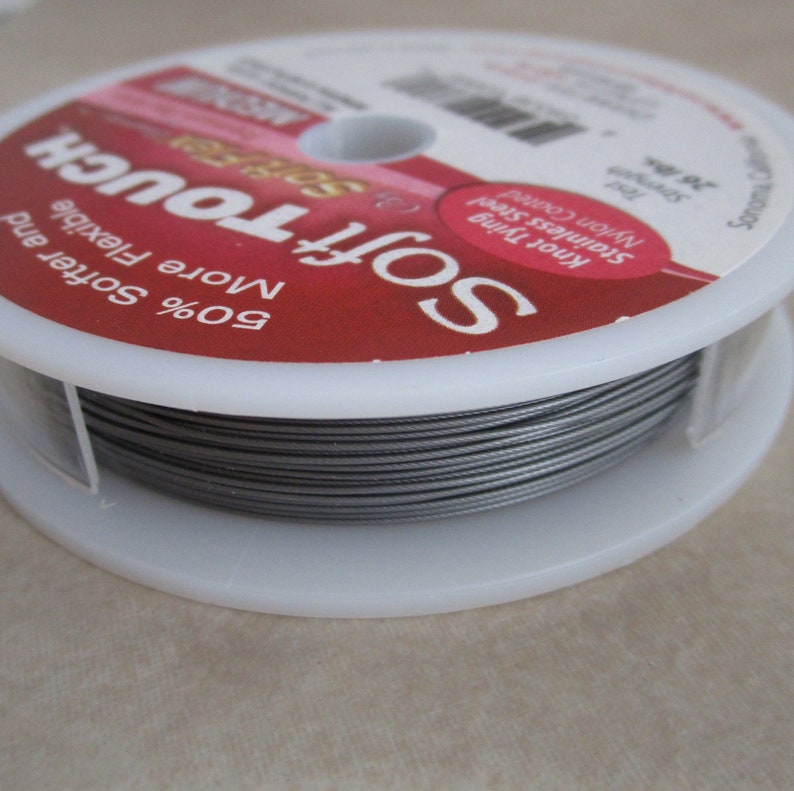 100' Soft Touch clear steel beading wire 49 strand .019 inch