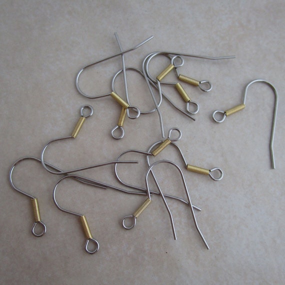 Surgical Stainless Steel Earring Hooks 21 Gauge Ball Coil 316 