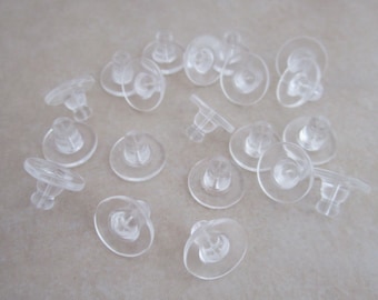 clear silicone earring backs 10mm pad x 7mm long stoppers