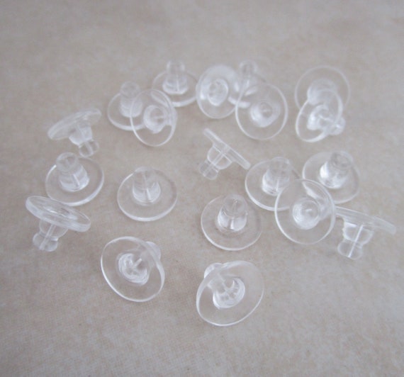 clear silicone earring backs 10mm pad x 7mm long stoppers