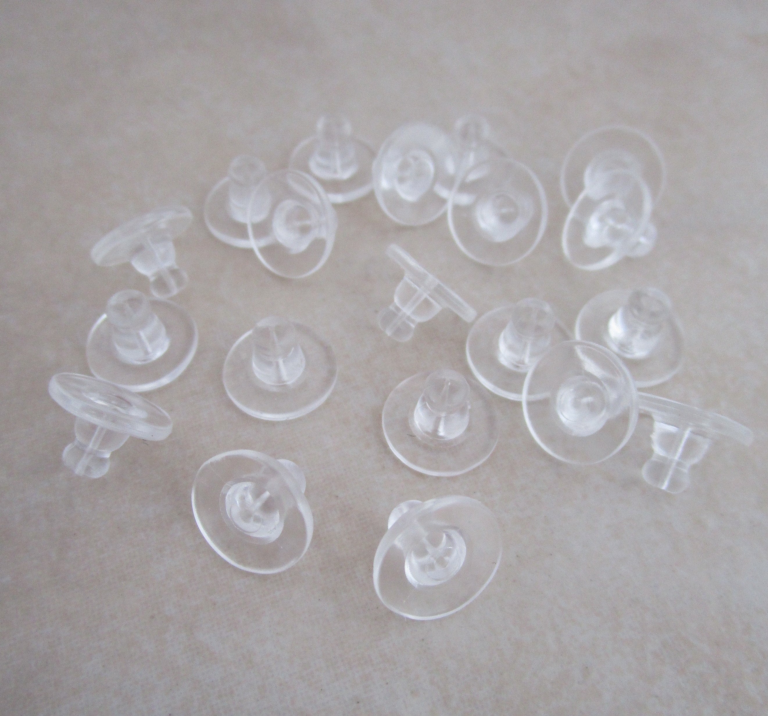 100pcs Silicone Earring Backs Clear Soft Rubber Ear Stud Blocked Stoppers  10mm