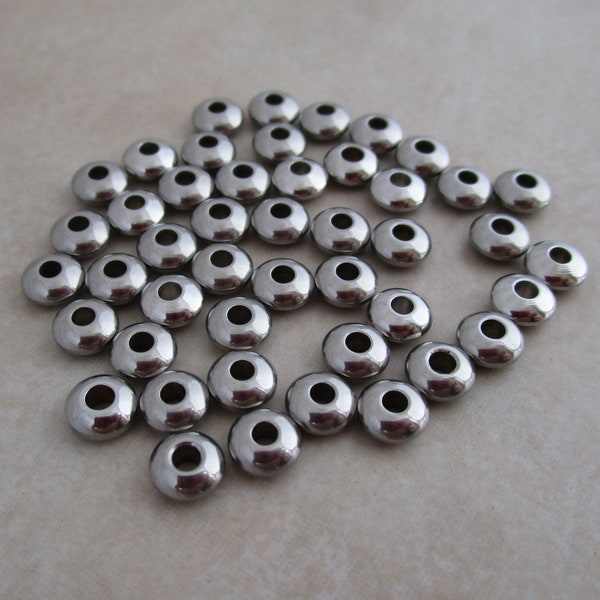 stainless steel beads 6mm x 3mm saucer