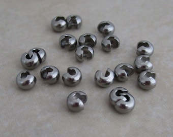 3mm stainless steel crimp bead knot covers small smooth