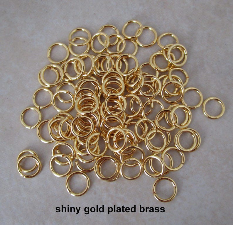50 gold plated 6mm jump rings brass open 21 gauge image 5