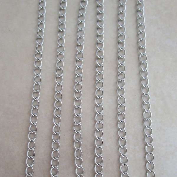 3mm wide x 4mm stainless steel hypoallergenic extender chain soldered twisted curb