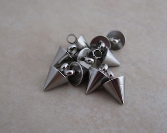 9mm small stainless steel spike charms cone