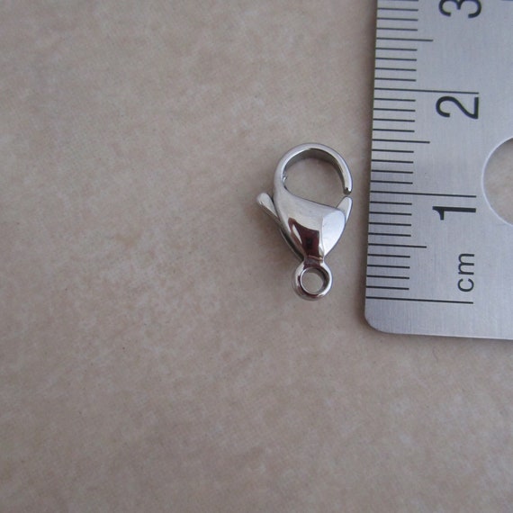 10 Surgical Stainless Steel 15mm Lobster Claw Clasps with Closed Loop
