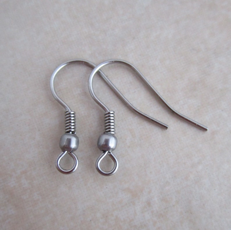 Surgical stainless steel 316 earring hooks 21 gauge ball coil | Etsy Surgical Stainless Steel Earring Hooks