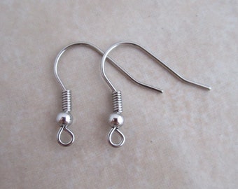 wide surgical stainless steel 316 earring hooks 21 gauge ball coil