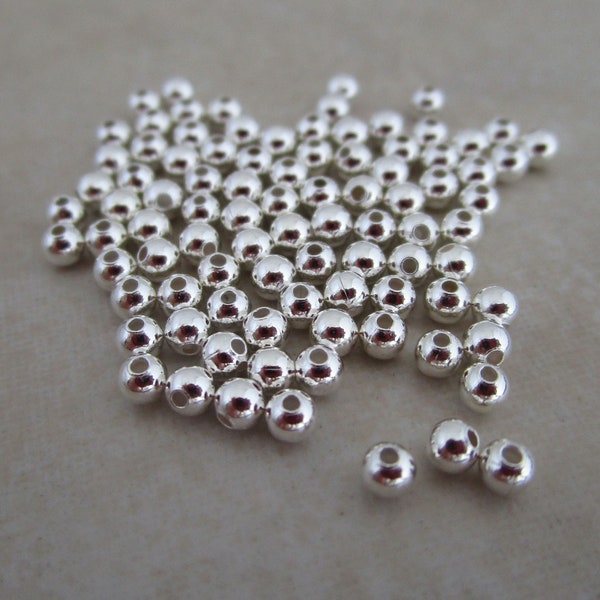 small silver plated round beads 2.5mm smooth spacer